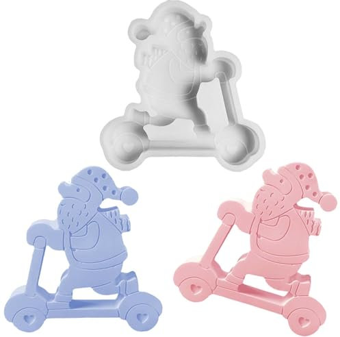 TREABEAR Silikonform Weihnachten, Silikonformen Gießformen Weihnachten, Silikonform Weihnachtsmann, Kerzenformen Zum Gießen, Kerzen Formen Silikon, Gießformen Silikon Weihnachtsmann Auf Roller