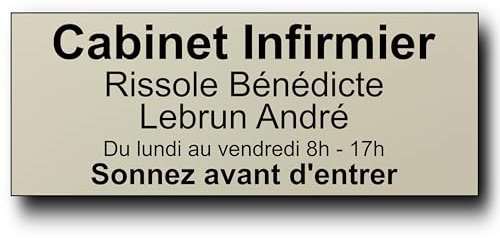 Plaque de porte personnalisée - 24x10 cm - Jusqu’à 5 lignes - Plaque porte d’entrée, bureau, nom, profession libéral, cabinet médical, intérieur/extérieur, signalétique Adhésive (Beige)