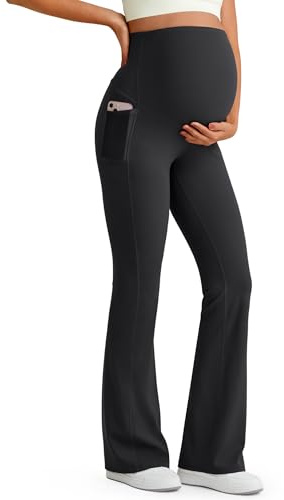 G4Free Umstandshose Damen Umstandsleggings Yogahose Schlaghose Mit Taschen | Schwangerschaftsleggings, Umstandsmode Hohe Taille,Zwei praktische Taschen,Schwangerschaftshose für Yoga,Sporthose
