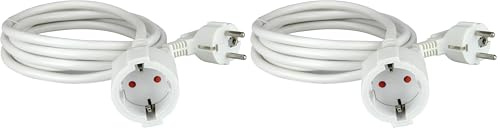 Unitec 405851 Rallonge Schuko avec câble H05VV-F 3G1,5 mm² Blanc 2 m (Lot de 2)