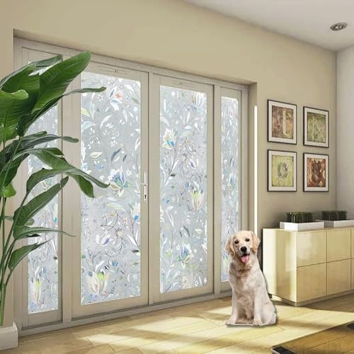 Sonnenschutzfolie Fenster Außen 80 x 210 cm, Privatsphäre, Uv-Schutz, Sonnenschutz, Gegen Hitze, Haftend Ohne Klebstoff, Fensterfolie Sichtschutz Spiegelfolie, Tulpe