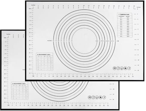 Beylce 2 Stück Backmatte Silikon, Antihafte Rutschfeste Silikonmatte 60 x 40 cm, Teigmatte Teigunterlage mit Messung für Fondant Pizza Brot Matte BPA Frei