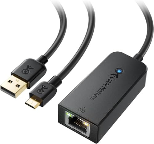 USB to Ethernet Adapter for Fire TV Stick 100 Mbps High Speed LAN,Including Compatible with Chromecast Ultra Google Home Mini, Up Plug & Play, USB to RJ45 LAN Network Adaptor