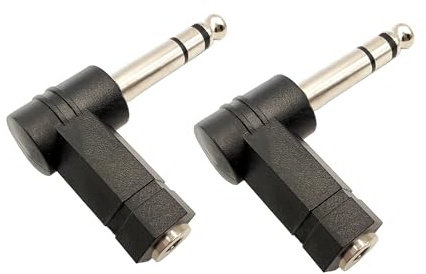 Voluty Tek 90 Degree 3.5MM to 1/4 Adapter 6.35MM Male to 3.5MM Female Right Angle Stereo Headphone Audio Adapter 2pcs