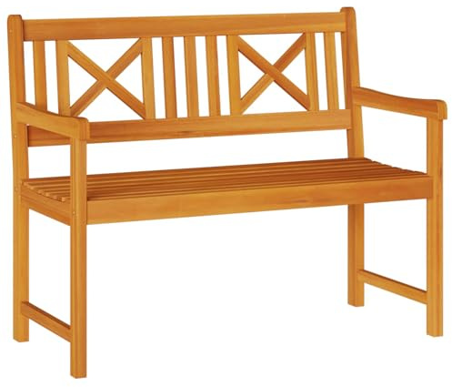 vidaXL Bank Outdoor Natur 110 x 56 x 90 cm Massivholz Akazie | Robuste Bauweise aus Akazienholz, Armlehnen lassen sich für mehr Komfort anpassen, Wunderschönes Holz-Pattern