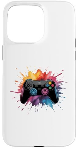 Gamer Geschenke Outfit Gaming Controller Farbklecks Gamer Hülle für iPhone 15 Pro Max