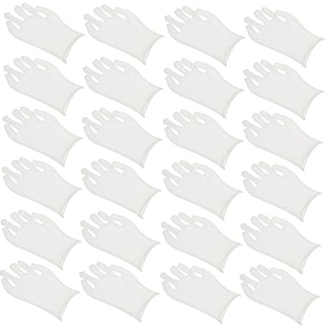 Weiße Baumwollhandschuhe 12 Paar für Industriearbeit und Schutz | Wiederverwendbar, Dehnbar, Leicht, Baumwolle, für Farbfolien und Münzprüfung, Schutzbarriere