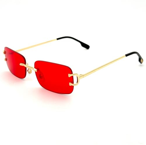 Ggpyyon Rimless Rectangle Sunglasses for Women Men Retro Frameless Glasses | Vintage,90s,Trendy