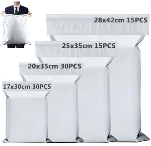 XRXYMQ Versandtüten 90 stück Versandtasche 7x30cm 20x35cm 25x35cm 28x42cm | Versandtaschen Kleidung Set, Versandtasche Selbstklebend, Shipping Bags Wasserdicht, Opake, Reißfest, Verpackung, Lieferung