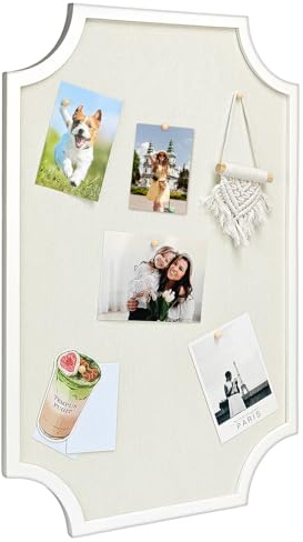Okydoky Pinnwand Kork mit Leinen, 50 x 75 cm Groß Korkwand Pinnwand, Pinwand Korktafel Für Küche, Büro, Schul und Zuhause Dekoratives, Weiß Holzrahmen(WH-5075). DE