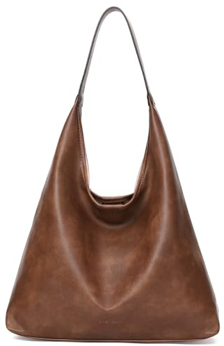 GAEKEAO Schultertaschen Damen, Veganes Leder Handtasche Hobo Bags Faltbar, Vintage Tote Bag Umhängetasche, Shopper Tasche für Arbeit Reisen, Geschenk für Frauen
