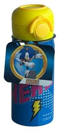 Coriex Borraccia Termica Sonic the Hedgehog, Blu e Giallo, 350ml | Acciaio Inox, Con Cannuccia