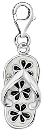 Quiges Charms Anhänger Flipflop Versilbert Damen Schmuck für Bettelarmband