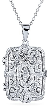 Bling Jewelry Traditionelle Filigrane Unendlichkeit Rechteck Ätherisches Öl Parfüm Diffusor Viktorianischen Vintage Stil Medaillon Anhänger Halskette Für Frauen .925 Sterlingsilber
