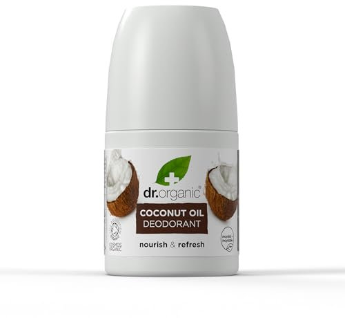 Dr Organic Kokosöl Deodorant, Aluminiumfrei, Für Männer und Frauen, Natürlich, Vegan, Tierversuchsfrei, Paraben- & SLS-frei, Zertifiziert Bio, 50ml
