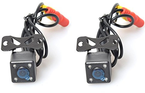 Auto Seitenansicht Rückfahrkamera IR Nachtsicht Side Mirror Screw Mount Kamera rückspiegel kamera nummernschild kamera Spiegelbild ohne Rasterlinien für Auto Monitor Stereo Cinch - Packung mit 2 Stück