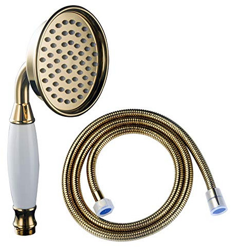 Skybath Juego de alcachofa de ducha de mano de latón dorado estilo victoriano tradicional con manguera de 1,5 metros