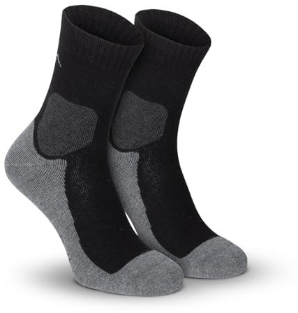 gipfelsport Wandersocken Herren & Damen, Outdoor Trekkingsocken | Hiking Socks, Wanderstrümpfe aus Merinowolle | Trekking Socken für Wandern mit extra Polster | Größe 42-44 I Schwarz, Dick I 1x Paar