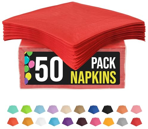 Party Solids Red Cocktail Napkins Paper Napkins 50 Pcs