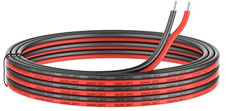 0.52mm² 20AWG Silicone Filo 2 Conduttore Parallelo 10metri[5M Nero 5M Rosso] Hook Up Cavo Elettrico in rame senza ossigeno ad Alta Temperatura Resistente