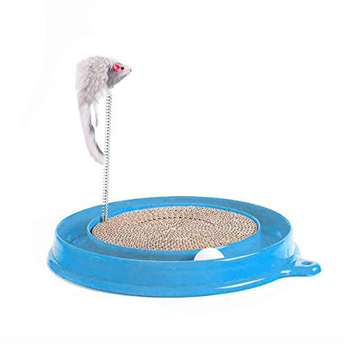 Ruiqas Kratzbaum für Kätzchen, Katzen, Kratzbaum aus Karton, Spielzeug, Katzenspielzeug, rund, Kratzer, interaktives Katzenspielzeug, mit Ball und einer pelzigen Maus, Rosa