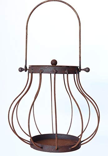 Hirsch Terracotta Laterne Linda28 aus Metall Rost-Laterne Edelrost D:28cm H:46cm Windlicht Garten-Deko Blumenampel Dekoration