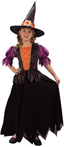 Ciao-Streghetta del Gatto Nero costume bambina (Taglia 7-9 anni), Colore, Arancione, Viola, 61146.L