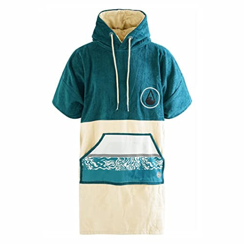 WAVE HAWAII Poncho Petrol Badeponcho 100% Baumwolle für Körpergrößen von 170-200 cm Umkleidehilfe für Schwimmen Strand Surfen Badetuch mit Kapuze Duschponcho für Damen Herren Erwachsene