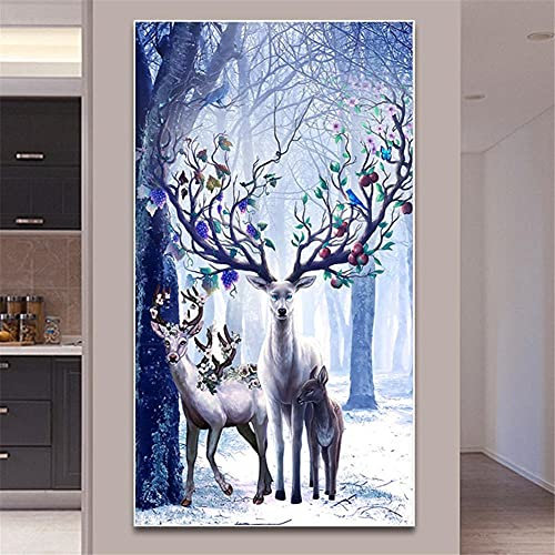DIY 5D Diamond Painting kits Voll Runder/Quadrat Bohrer Große Größe Diamant Painting Erwachsene Large Bilder Full Strass Stickerei Kreuzstich Home Wall Dekor Geschenk,Sika rotwild-Round Drill,40x120cm