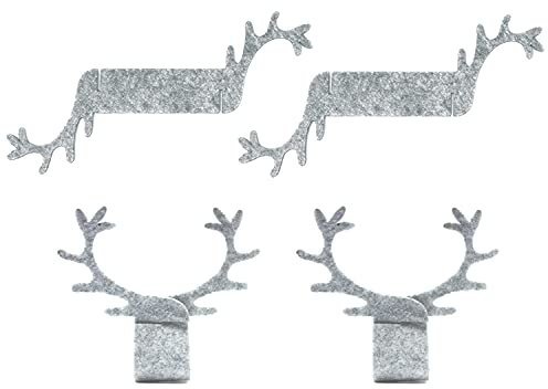 Oblique Unique® Serviettenhalter mit Hirsch Geweih aus Filz 4er Set für Weihnachten Tisch Deko Serviettenring Servietten Halter mit Hörnern