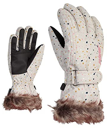 Ziener Mädchen LIM Ski-Handschuhe/Wintersport | warm, atmungsaktiv, terazzo Print, 7.5