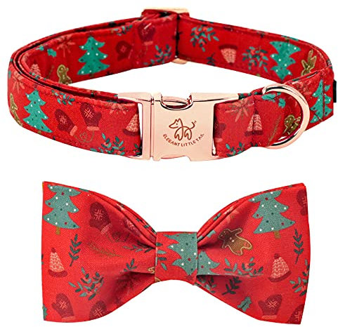 Elegant little tail Weihnachtshundehalsband, Welpenhalsband, Hundehalsband für Männer oder Frauen mit Schleife, verstellbare, weiche Fliege, Hundehalsbänder für kleine Hunde