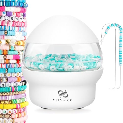 PP OPOUNT Electric Bead Spinner, Clay Bead Spinners with 2 Big Eye Beading Needles for Jewelry Making, DIY Waist Beads, Bracelets, Necklace