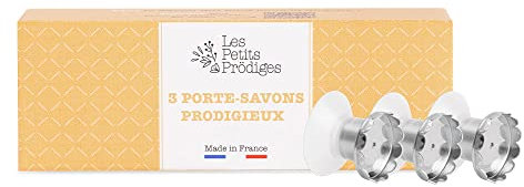 Lot de 3 Porte-Savons Prodigieux Éco-Conçus avec Ventouse - Réutilisables et Repositionnables à l’Infini - Design Épuré - Fabriqués en France - Emballage Recyclable - Les Petits Prodiges