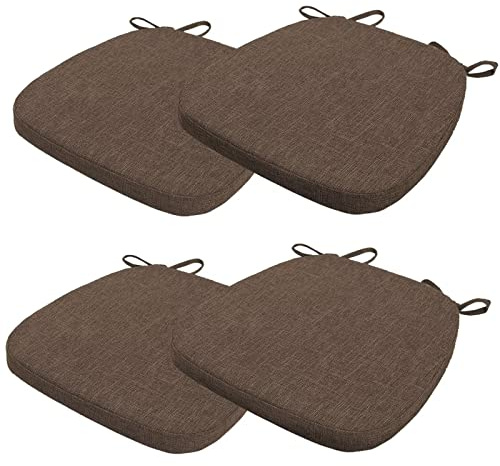 4er Set Stuhlkissen 40x38x3cm mit Bändern,Waschbare Sitzkissen Rutschfest,Stuhlauflage Stuhlpolster Sitzkissen,Abnembar Bezug Mit Reißverschluss,Ideal für Zuhause Büro Küche Esszimmer,Brauner Kaffee