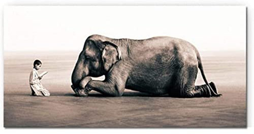 Elefant Leinwand Malerei Asche und Schnee Poster Druck Wandkunst Modernes Bild für Wohnzimmer Schlafzimmer Dekoration Rahmenlos 60×120cm