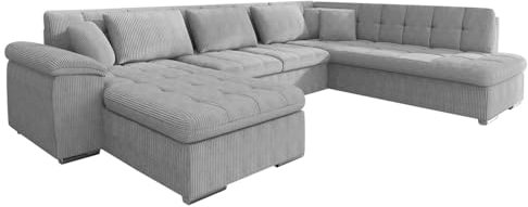 Mirjan24 Eckcouch Ecksofa Niko Cord, Design Sofa Couch mit Schlaffunktion U-Sofa Große Farbauswahl Wohnlandschaft (Poso 110, Seite: Links)