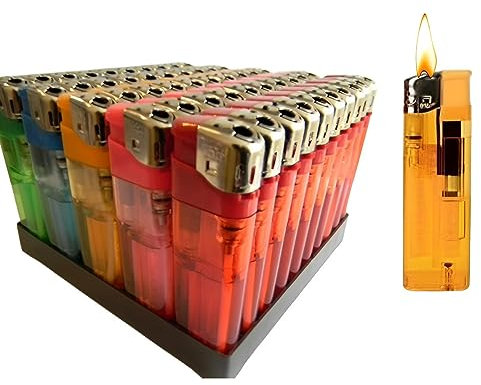 UR CHOICE Multicolour Electronic Child Safe Lighters - With Adjustable Flame -Transparent Body, Long-lasting - Pocket-friendly Electronic Lighters (10)