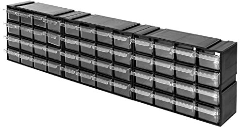 Aufbewahrungsbox mit Schubfächern Sortimentskasten - 48 Stück Transparent Schubladen - 675 x 85 x 160 mm Kleinteilemagazin 3 Module