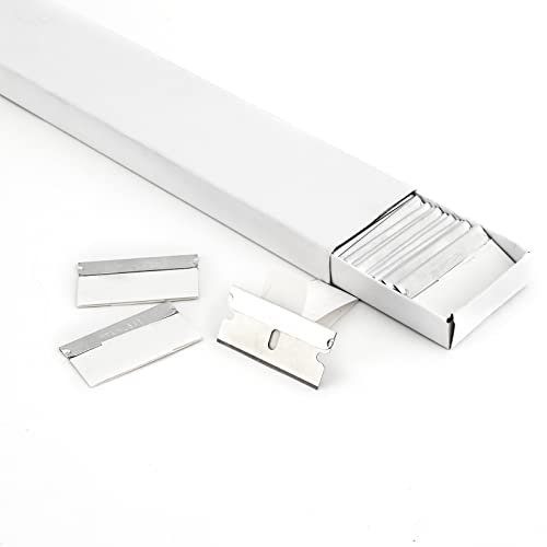FOSHIO 100pcs ErsatzKlinge Edelstahl Metall Schaber ErsatzKlinge Razor Blades Safety Scraper Glue Knife Glass Cleaner Replacement Blade Car Labels Remover