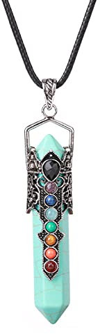 Chakra Halskette Echte Steine, Punkt Anhänger Halskette Hexagonal Türkis Reiki Balance Heilkristall 7 Chakren Vintage Halskette Edelstein Halskette Yoga Schmuck Für Frauen Mädchen Männer Geschenk
