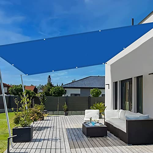 Sonnensegel Sonnenschutz 2.5 x 2.5 m Rechteck UV-Schutz Reißfest Wasserdichtes Sonnensegel mit Spannseilen mit Befestigungs Kit für Garten Terrasse Outdoor, Dunkelblau