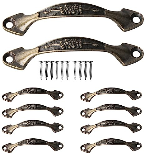 LFWATAXY Schrankgriffe im Vintage-Stil, Antik-Retro-Messing-Zink-Legierung, für Küchenschubladen, Kommoden, Schubladen, Badezimmer, Küche, Möbel, Hardware (Bronze), 10 Stück