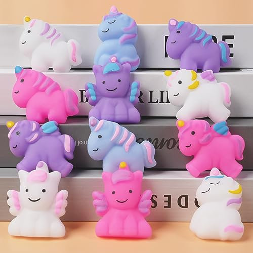 Ainiv 12 Stück Einhorn Squishies Kawaii Soft Silikon Spielzeug Anti, Kawaii Tier Squishies Partytüten Füllstoff Stressabbau Spielzeug für Kinder Erwachsene Weihnachten Geburtstagsgeschenk
