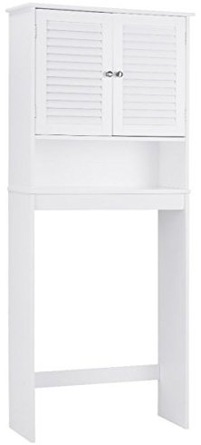 COSTWAY Mueble sobre Inodoro, Armario Lavadora con 3 Estantes y 2 Puerta, Armario de Almacenamiento sobre el Inodoro WC, 66x25,5x157cm, Blanco