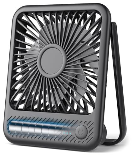 Koonie Portable Rechargeable USB Desk Fan - 7ft Strong Airflow, 35dB Ultra Quiet, 2.5-11h Runtime, 3 Speeds Desktop Fan, 180° Rotation, Mini Table Fan for Home Office, Indoor Outdoor
