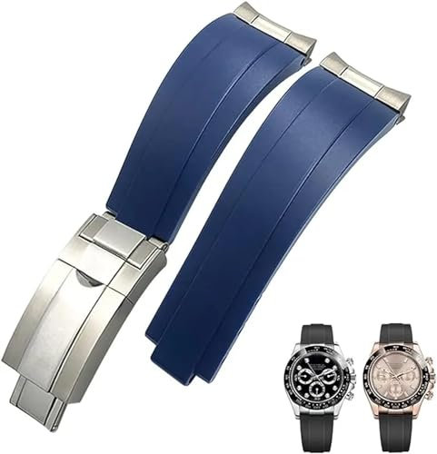 INFRI Gummi-Armband mit kurzer Schnalle, 20 mm, 21 mm, passend für Rolex Daytona Submariner Role Oysterflex Yacht Master, kleines Handgelenk, Silikon, 21 mm, Achat