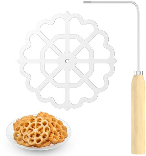 Rosenküchleform Waffel Rosetten Rosette Timbale Bunuelos Form mit Holzgriff Aluminium Waffelförmchen Set mit 1 Formen für Rosette Bunuelos Kekse (1 Artikel)