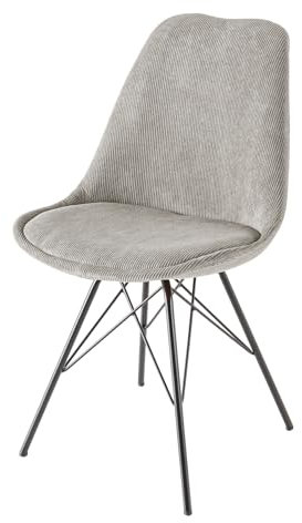 Riess Ambiente Design Stuhl Scandinavia MEISTERSTÜCK grau Cord schwarz Metall-Gestell Schalenstuhl Cordstuhl Polsterstuhl Küchenstuhl Wohnzimmerstuhl Esszimmerstuhl