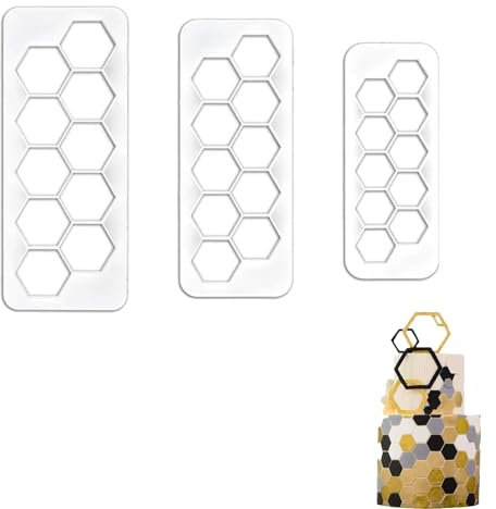 3PCS Hexagon Cookie Cutter Set - 3 Sizes Versatile Football Cake Decorations for Baking, Party Supplies & Crafts